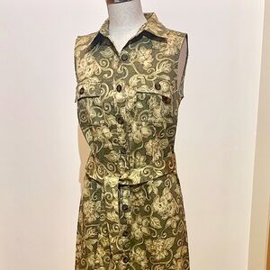 🔴❇️EUC- Charter Club Olive and Tan Button Up Dress✨✨✨